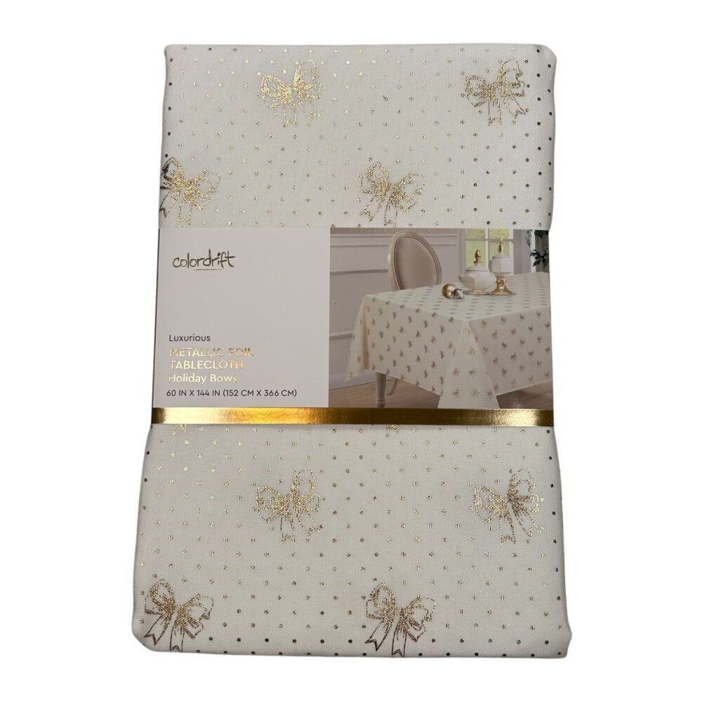Colordrift Metallic Foil Gold Bow Tablecloth Bridal Shower Party Baby Shower Gla